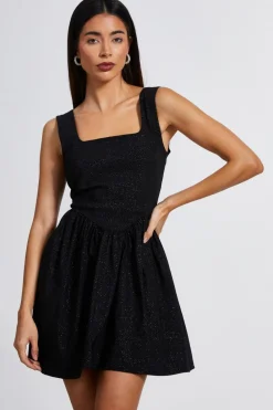 Quiz Going Out>Black Glitter Skater Dress