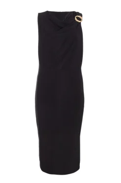 Quiz Occasion Dresses|Midi Dresses>Black Gold Buckle Detail Midi Dress