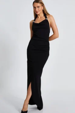Quiz Evening Dresses|Wedding Guest Dresses>Black Halter Neck Maxi Dress
