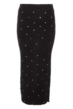Quiz Skirts|Co-Ords>Black Knit Diamante Midi Skirt
