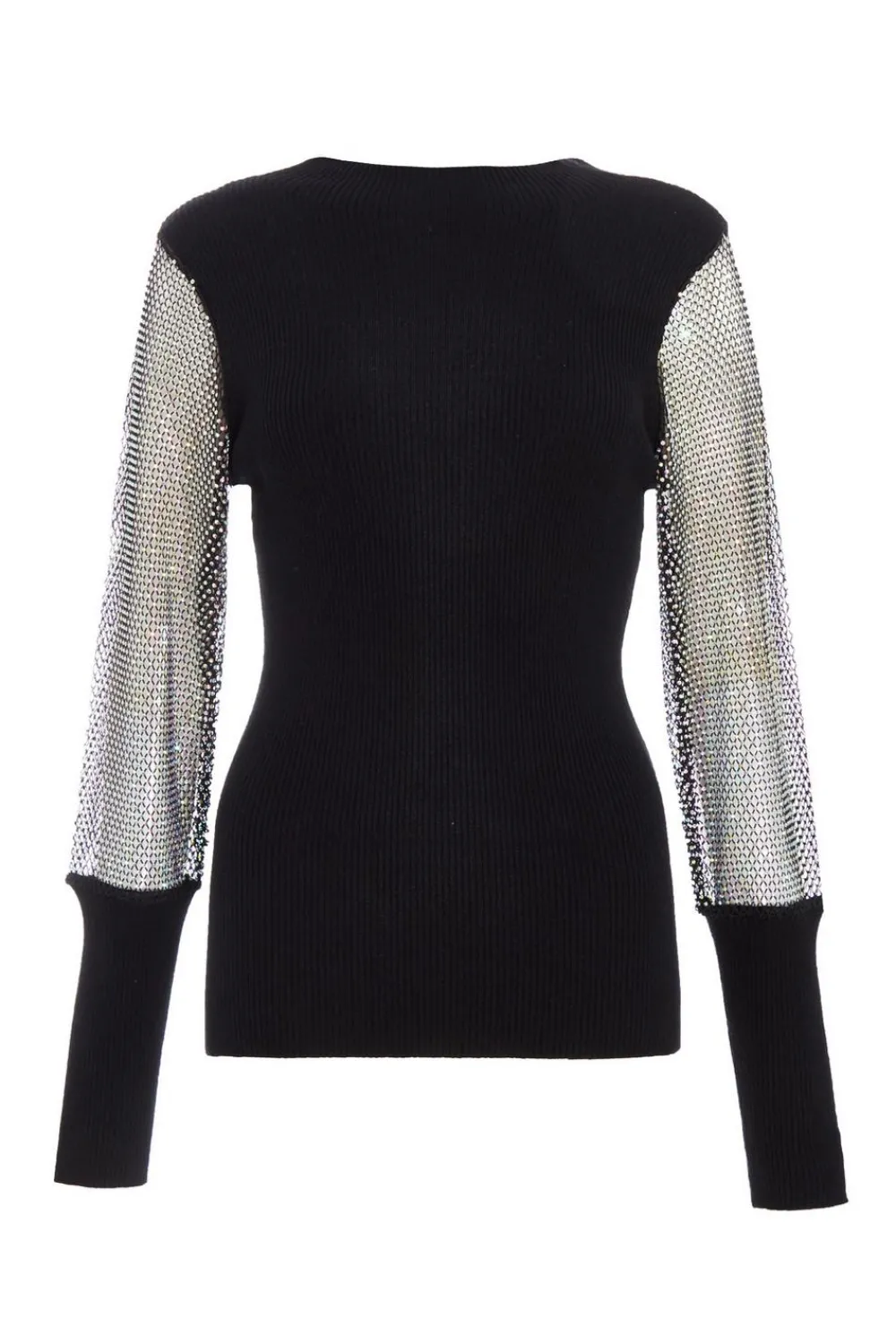 Quiz Knitwear|Jumpers>Knit Diamante Sleeve Jumper