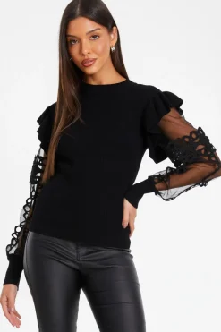 Quiz Knitwear|Jumpers>Knit Mesh Sleeve Jumper