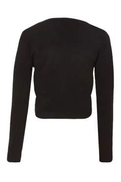 Quiz Workwear|Tops>Black Knit Tie Front Cardigan