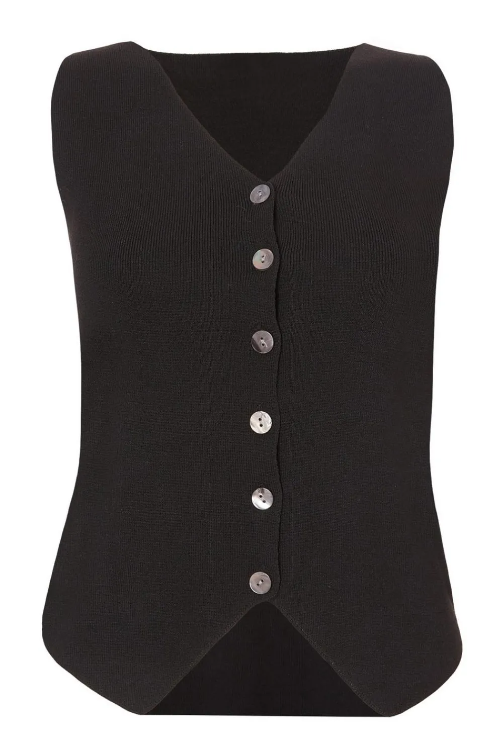 Quiz Waistcoat|Workwear>Black Knitted Button Front Waistcoat