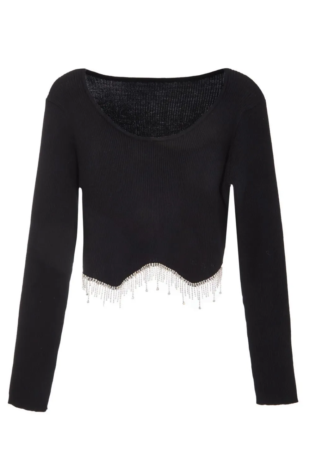 Quiz Crop Tops|Tops>Knitted Diamante Crop Top
