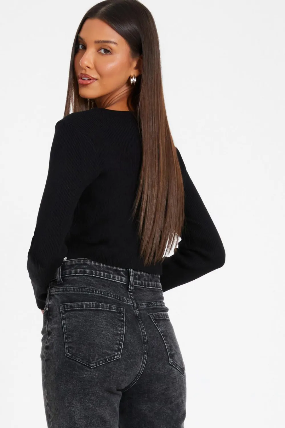 Quiz Crop Tops|Tops>Knitted Diamante Crop Top