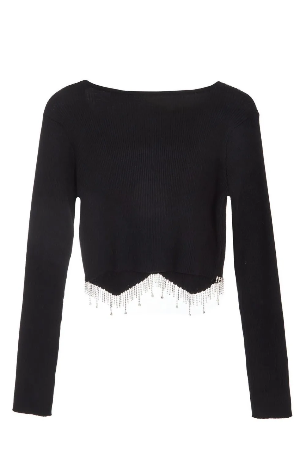 Quiz Crop Tops|Tops>Knitted Diamante Crop Top