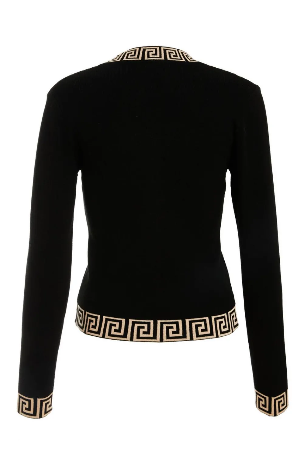 Quiz Tops|Knitwear>Black Knitted Geometric Trim Jumper