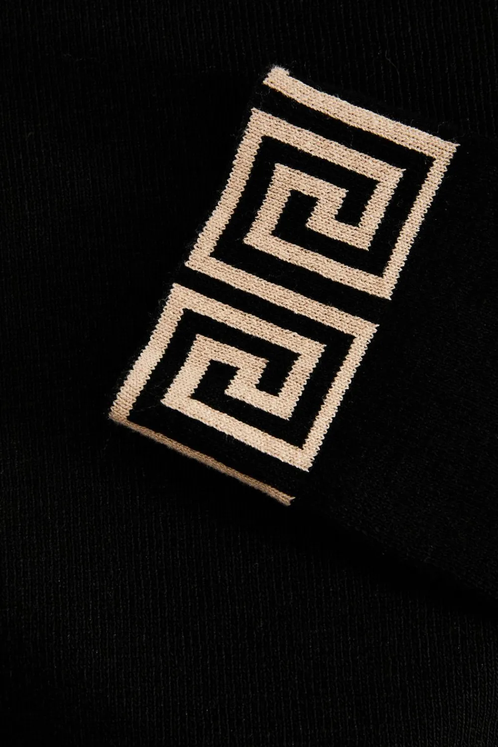 Quiz Tops|Knitwear>Black Knitted Geometric Trim Jumper