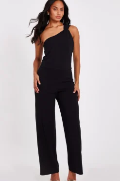 Quiz Occasion Jumpsuits|Going Out Jumpsuits>Black Knot Detail Jumpsuit