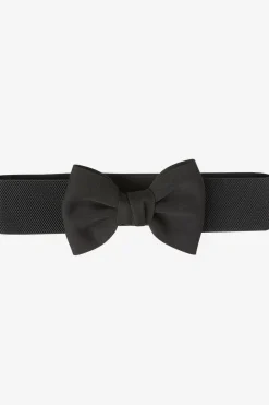 Quiz Belts>Black Large Bow Stretch Belt