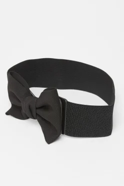Quiz Belts>Black Large Bow Stretch Belt