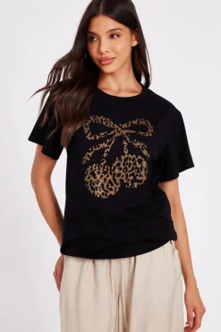 Quiz T-Shirts|Going Out Tops>Black Leopard Print Cherry Top