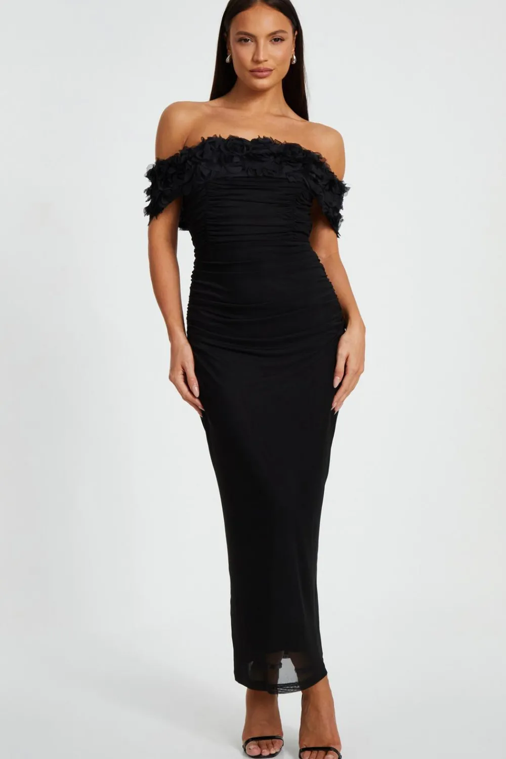 Quiz Evening Dresses|Day At The Races>Mesh Bardot Midaxi Dress