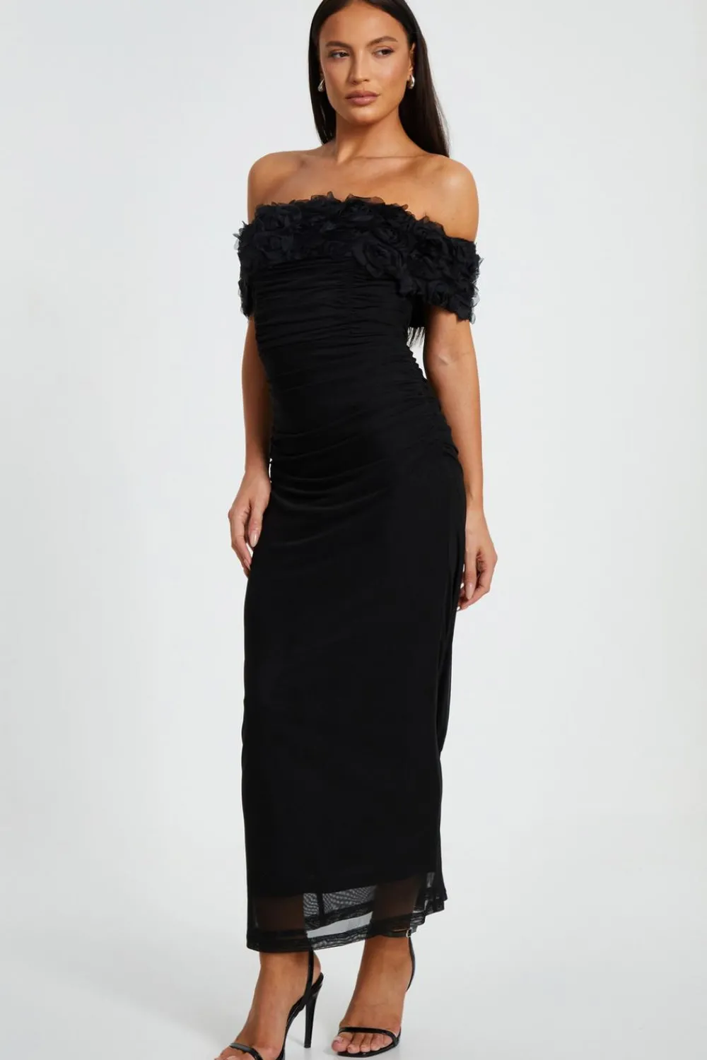 Quiz Evening Dresses|Day At The Races>Mesh Bardot Midaxi Dress
