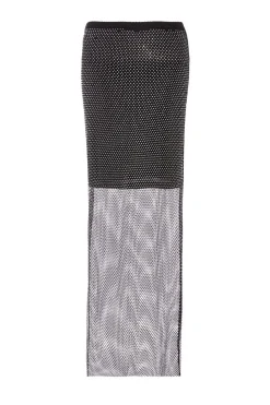 Quiz Skirts|Co-Ords>Black Mesh Diamante Midaxi Skirt
