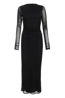 Quiz Casual Clothing|Maxi Dresses>Black Mesh Ruched Midaxi Dress