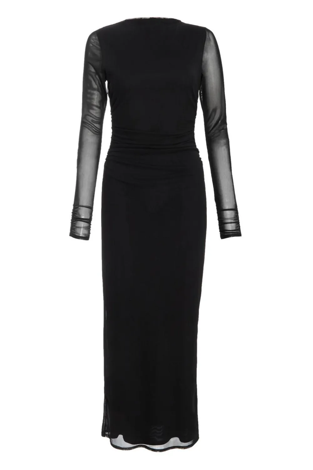 Quiz Casual Clothing|Maxi Dresses>Black Mesh Ruched Midaxi Dress