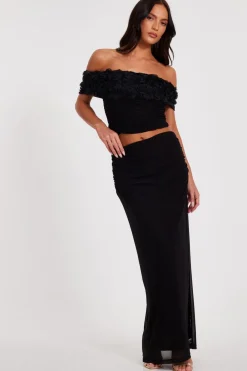 Quiz Day At The Races|Skirts>Mesh Ruched Midaxi Skirt
