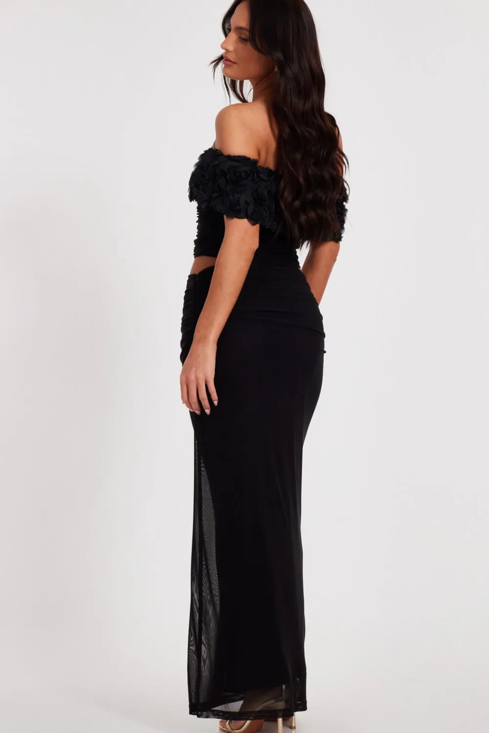 Quiz Day At The Races|Skirts>Mesh Ruched Midaxi Skirt