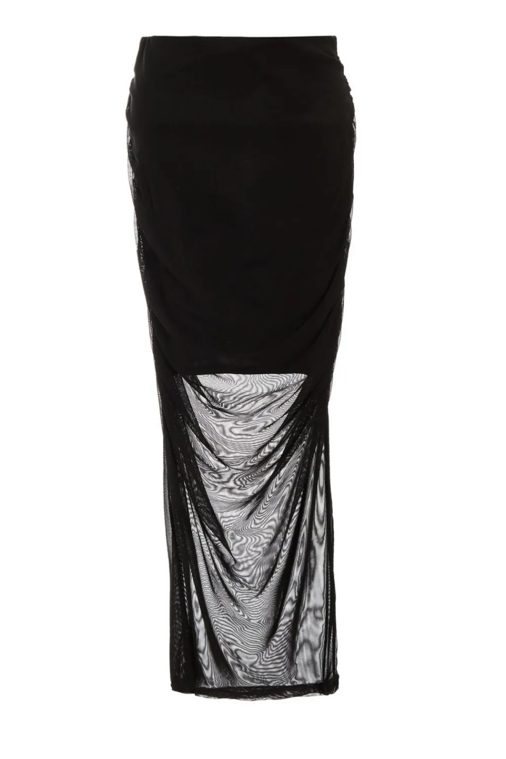 Quiz Skirts>Black Mesh Ruched Midaxi Skirt