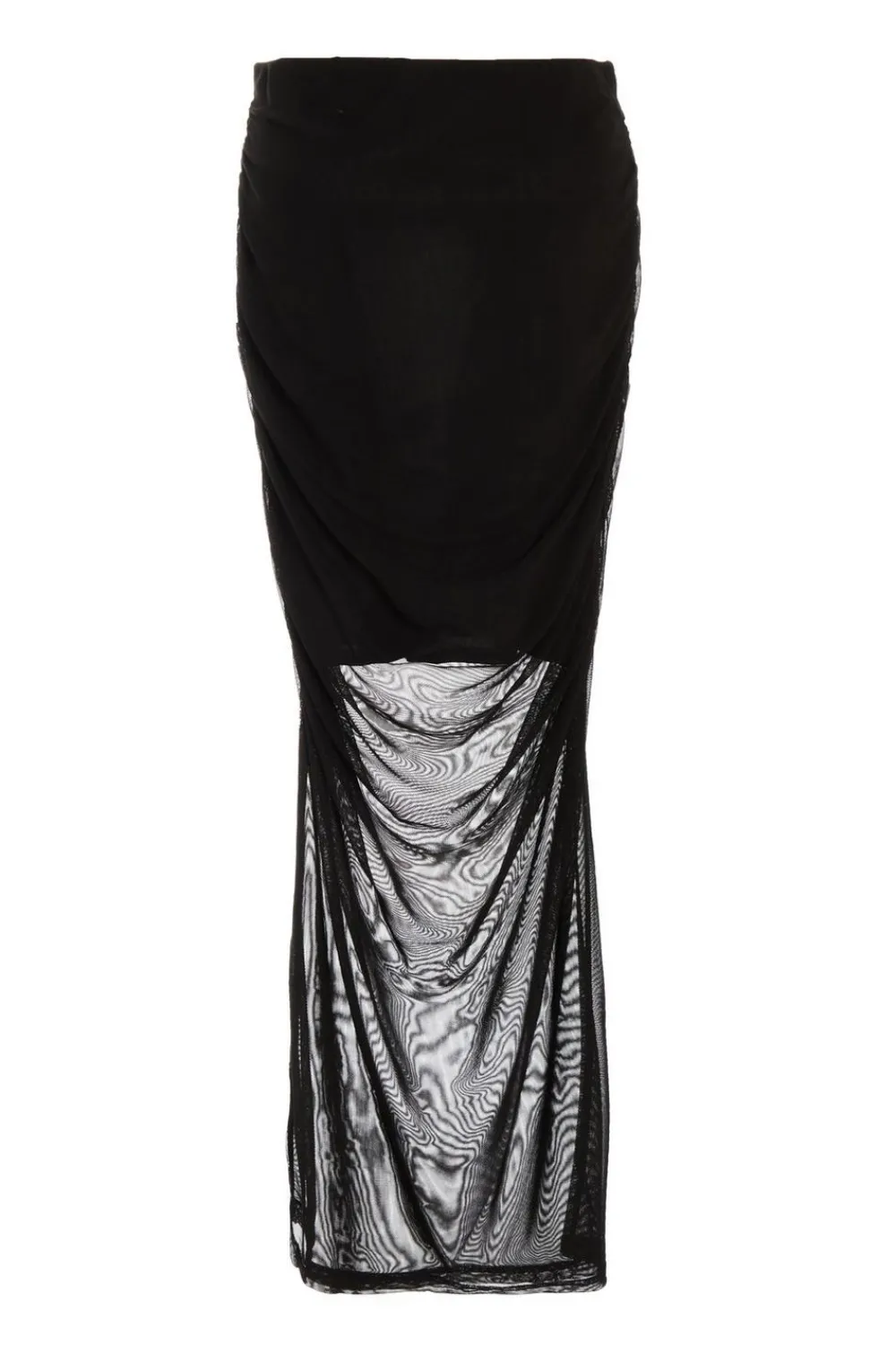 Quiz Skirts>Black Mesh Ruched Midaxi Skirt