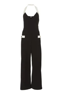 Quiz Going Out Jumpsuits|Black Jumpsuits>Black Monochrome Halter Neck Jumpsuit