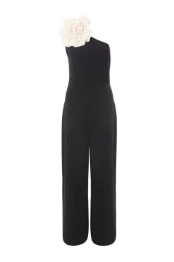 Quiz Evening Jumpsuits|Black Jumpsuits>One Shoulder Floral Jumpsuit