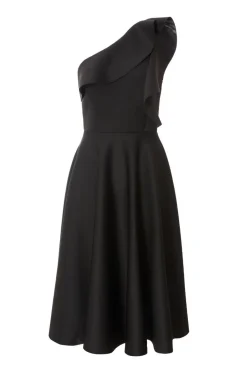 Quiz Evening Dresses|Day At The Races>Black One Shoulder Frill Skater Dress