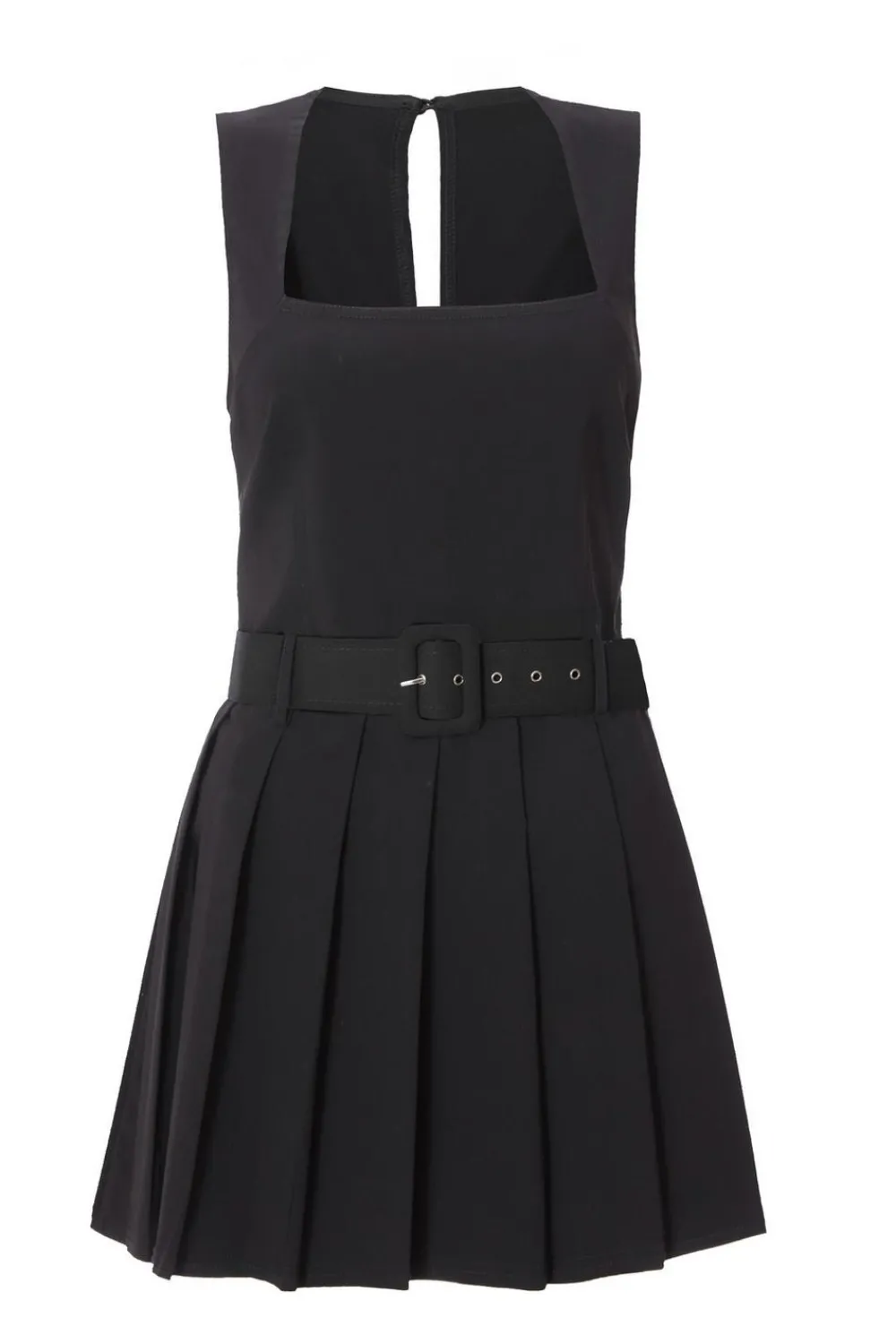 Quiz Playsuits|Playsuits>Black Pleated Skort Playsuit