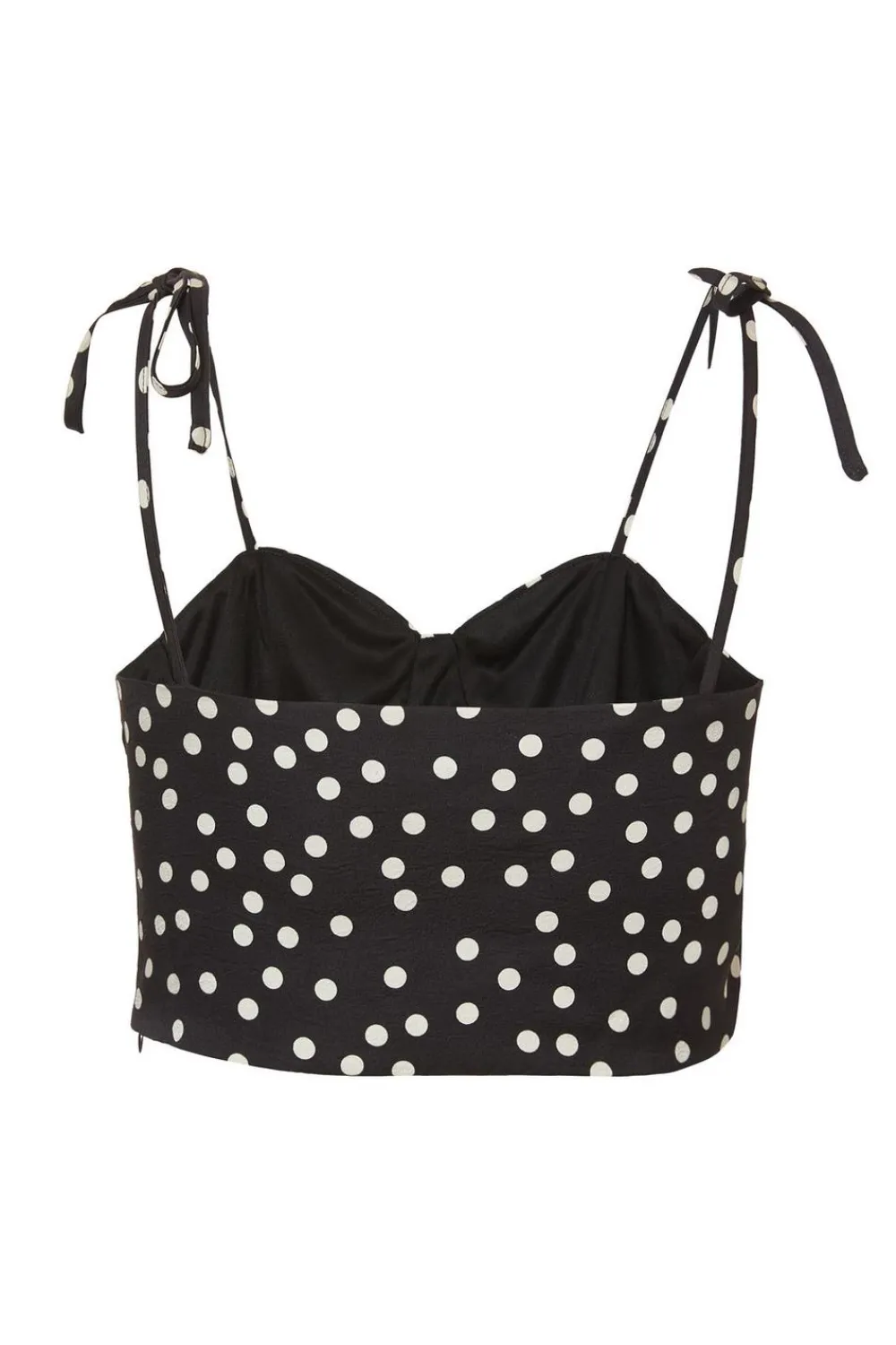 Quiz Going Out Tops|Crop Tops>Black Polka Dot Crop Top