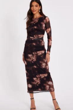 Quiz Going Out|Dresses>Black Printed Long Sleeve Midaxi Dress