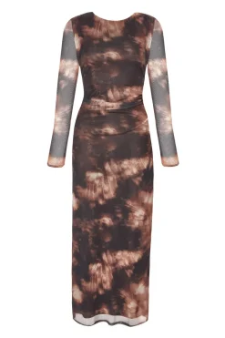 Quiz Going Out|Dresses>Black Printed Long Sleeve Midaxi Dress