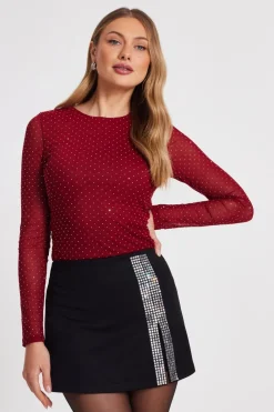 Quiz Going Out>Black Rhinestone Embellished Skort