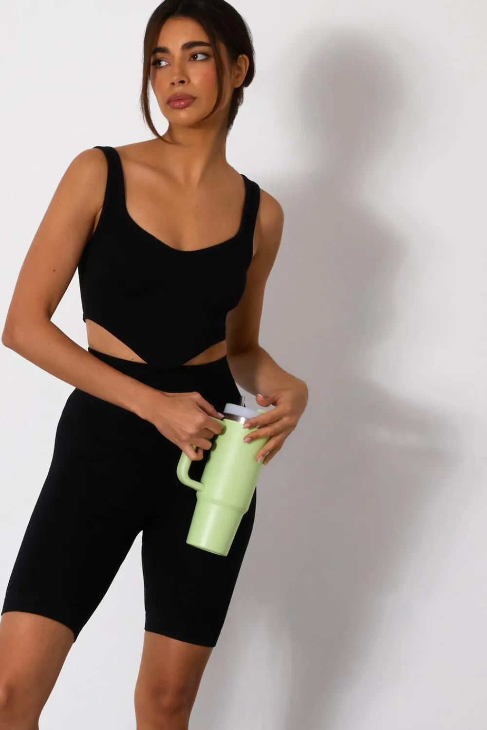 Quiz Day Tops|Crop Tops>Black Ribbed Corset Top