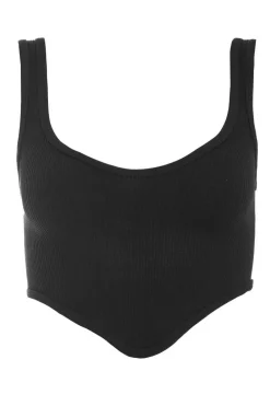 Quiz Day Tops|Crop Tops>Black Ribbed Corset Top