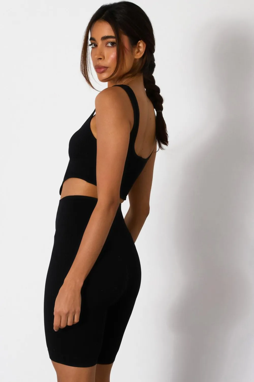 Quiz Day Tops|Crop Tops>Black Ribbed Corset Top