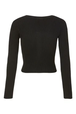 Quiz Workwear|Tops>Black Ribbed Knit Cardigan