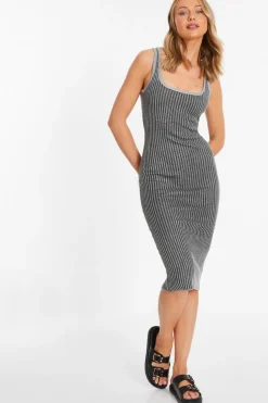 Quiz Midi Dresses|Day Dresses>Black Ribbed Midi Dress