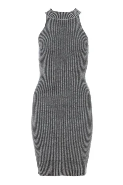Quiz Mini Dresses|Going Out Dresses>Black Ribbed Racer Mini Dress