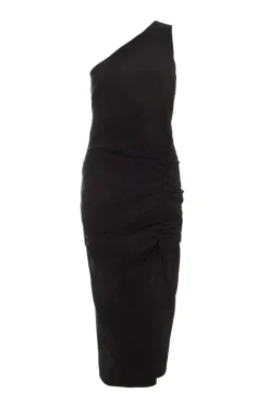 Quiz Midi Dresses|Bodycon Dresses>Black Ruched One Shoulder Midaxi Dress
