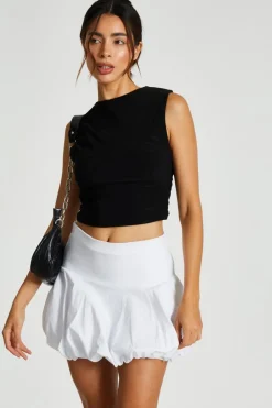 Quiz Summer Tops|Day Tops>Black Ruched Sleeveless Crop Top