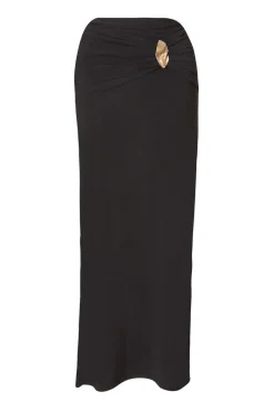 Quiz Skirts|Going Out>Black Ruched Waist Maxi Skirt