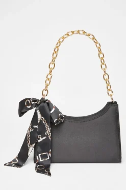 Quiz Bags>Satin Chain Shoulder Bag