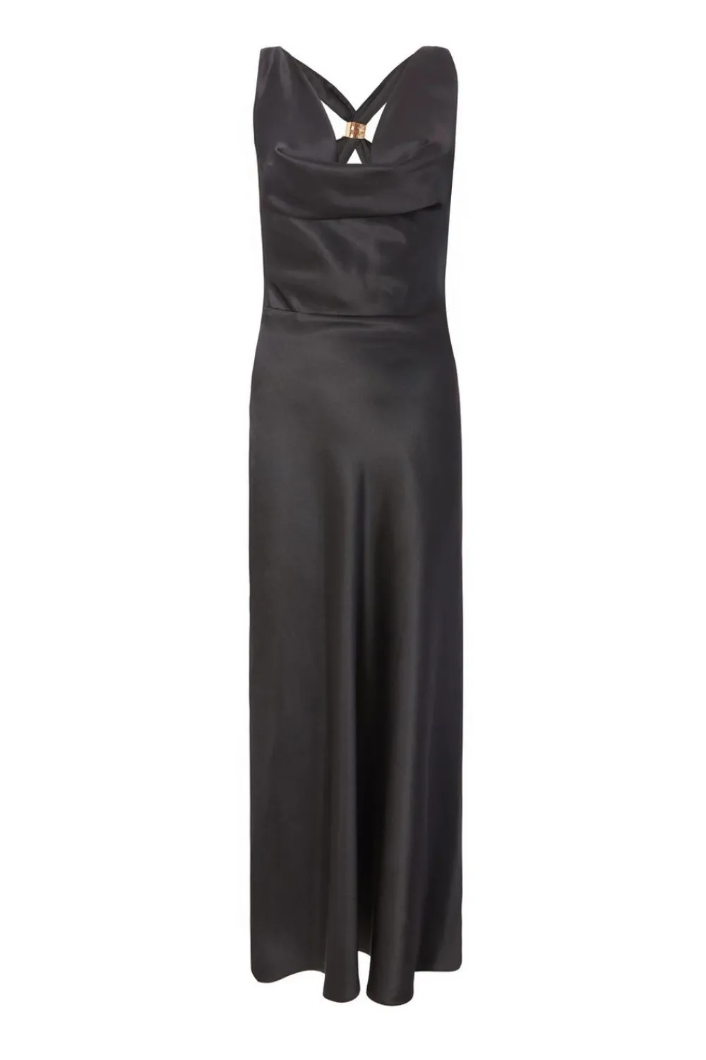 Quiz Christening Guest|Wedding Guest Dresses>Black Satin Cowl Neck Midaxi Dress