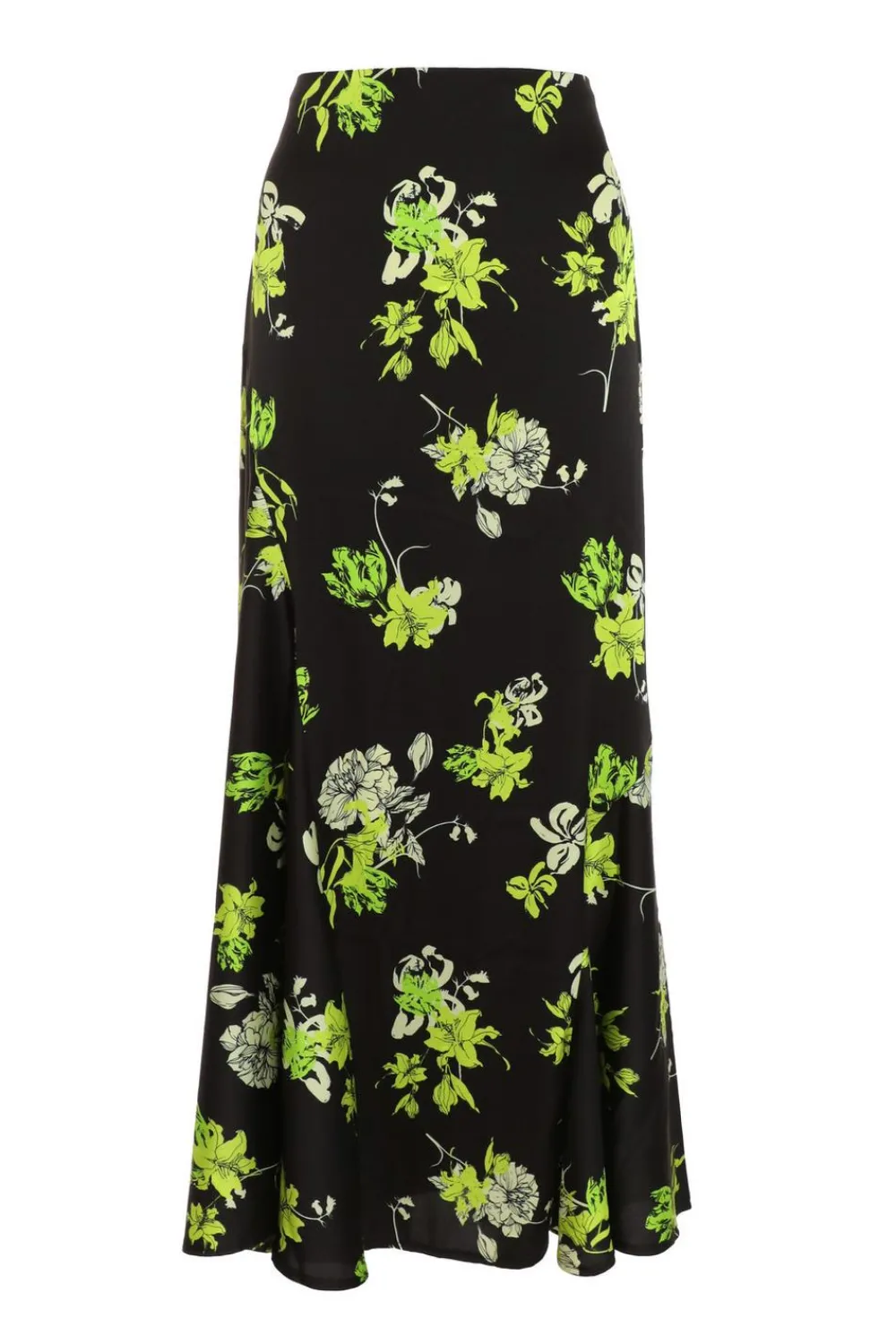 Quiz Skirts|Florals>Black Satin Floral Midaxi Skirt