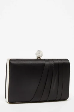 Quiz Bags|Shoe & Bag Sets>Black Satin Pleated Clutch Bag