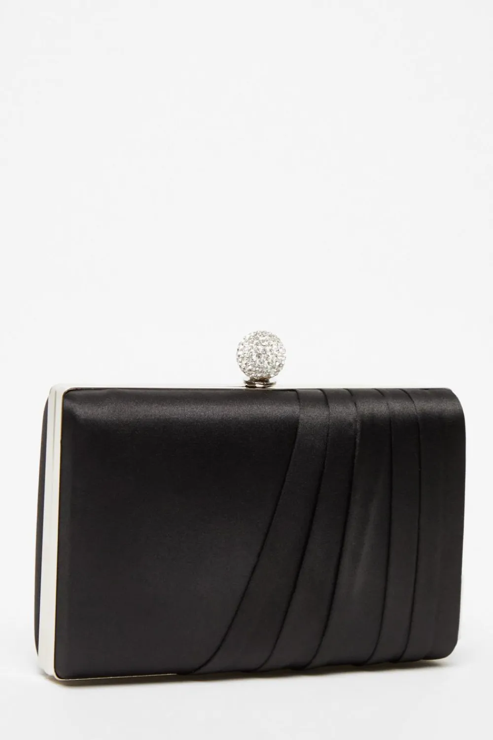 Quiz Bags|Shoe & Bag Sets>Black Satin Pleated Clutch Bag