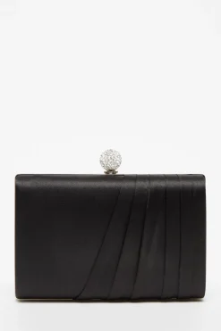 Quiz Bags|Shoe & Bag Sets>Black Satin Pleated Clutch Bag