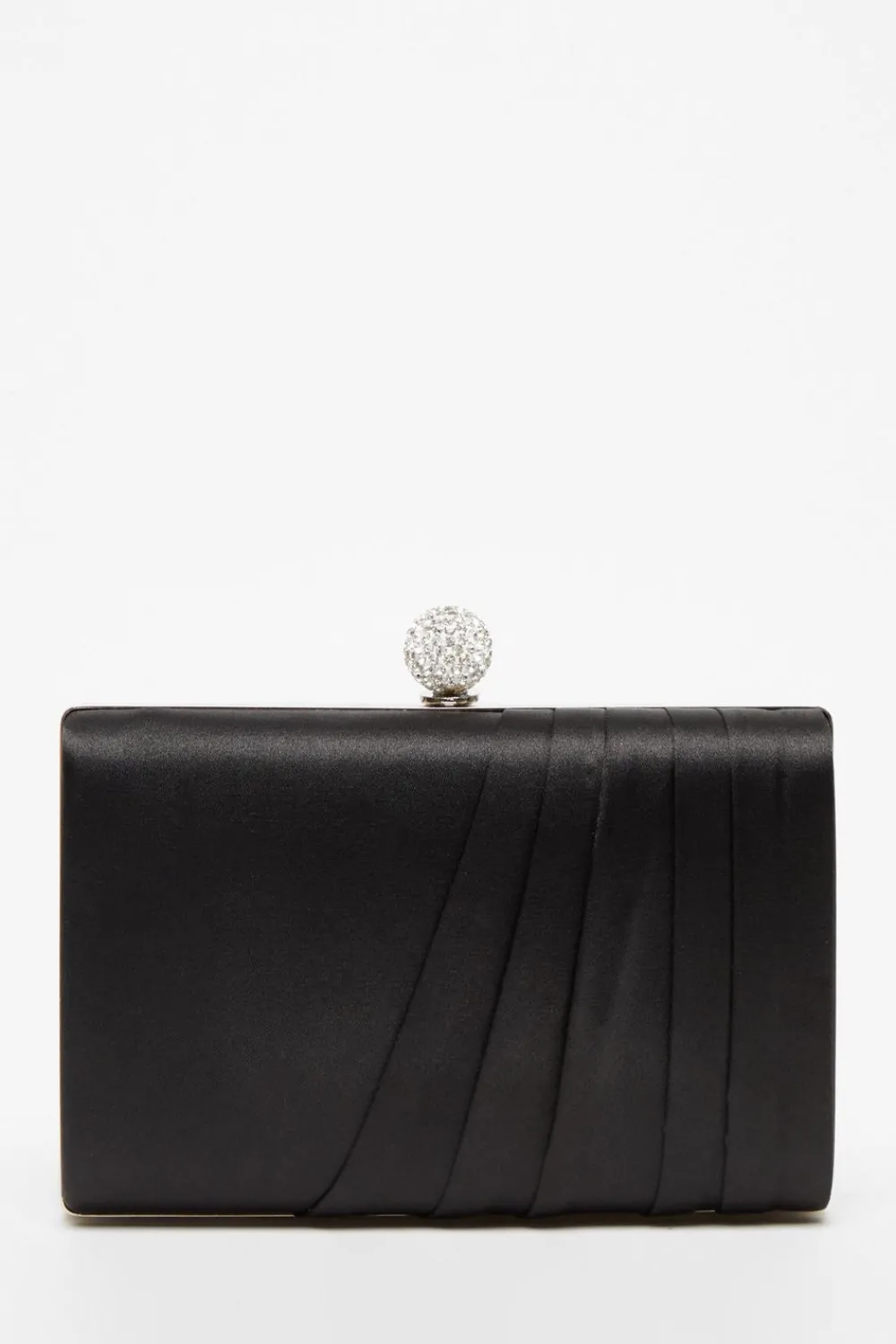 Quiz Bags|Shoe & Bag Sets>Black Satin Pleated Clutch Bag